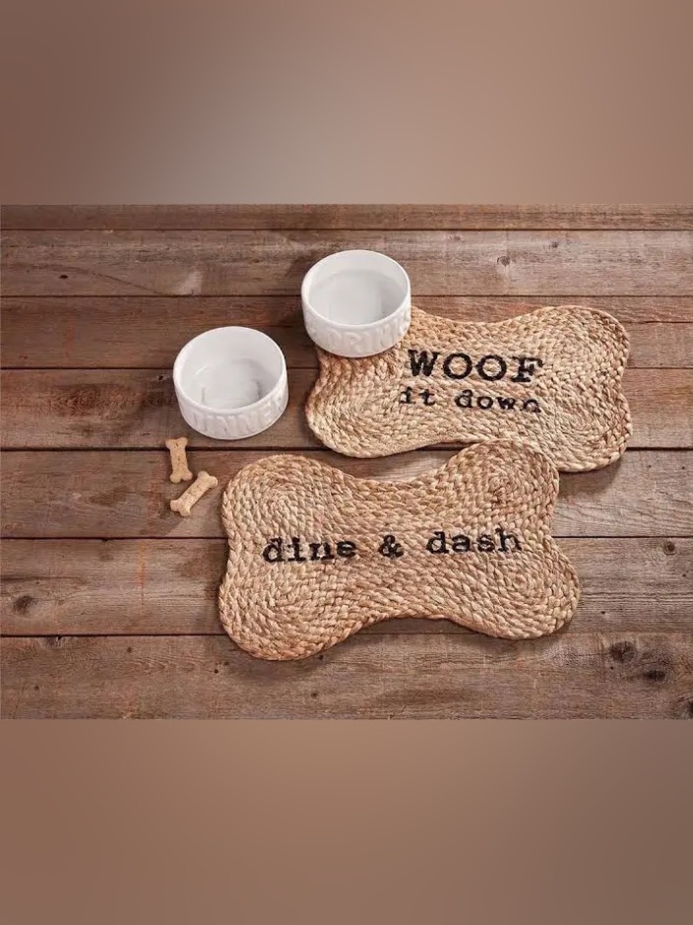 NWT Mud Pie Dinner & Drinks Cermamic Dog Bowl Set